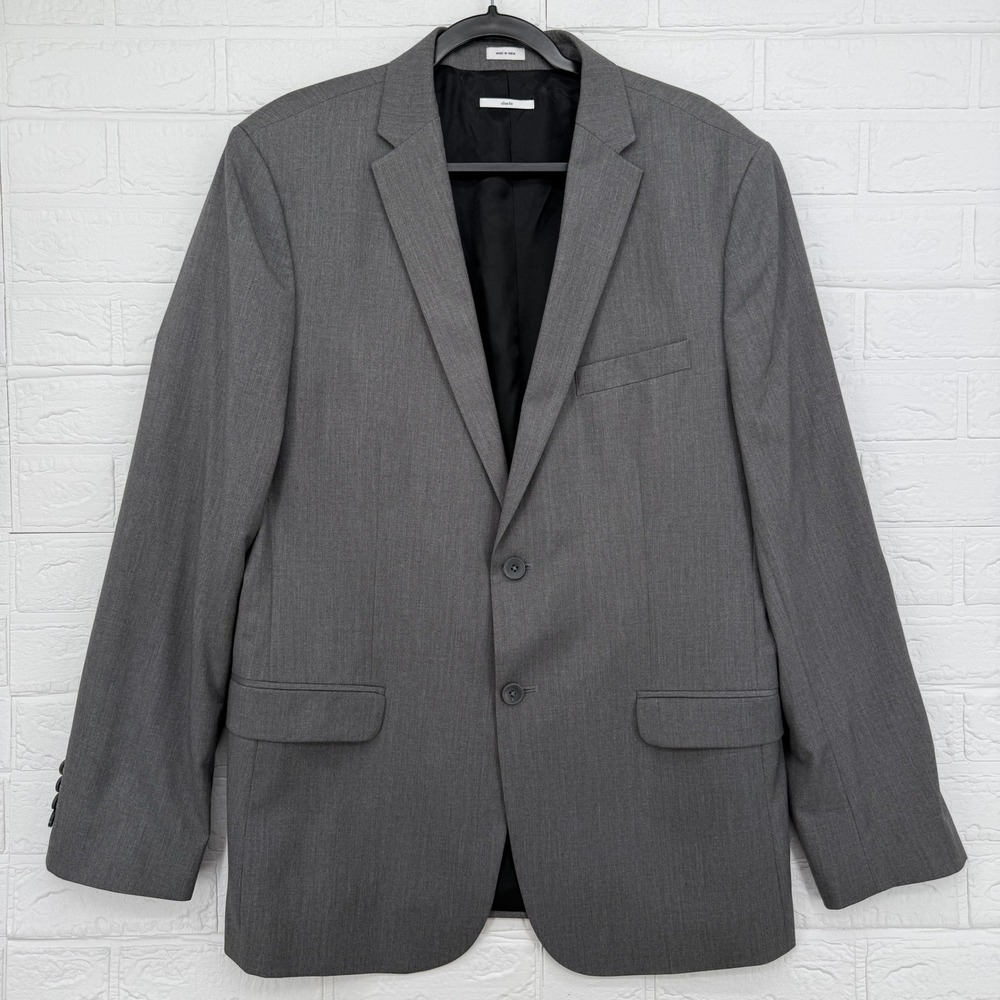 Calvin Klein Blazer Mens 42R Grey Slim Fit Two Button Sport Coat Suit Jacket